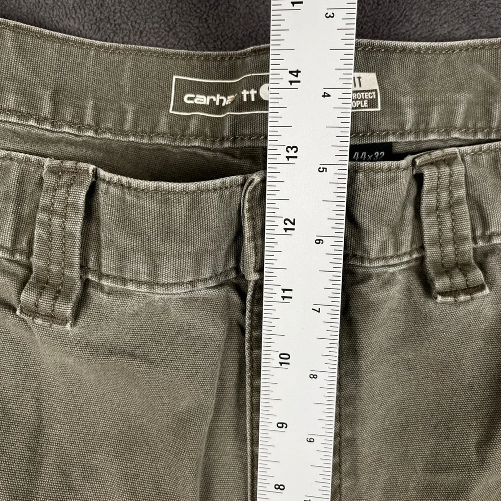 Carhartt Double Front Work Pant Mens 44x32 Green Rugged Flex Relaxed Fit 102802